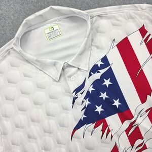 Obnoxious Golf Men's 3XL USA Flag Ripped Graphic Polo Shirt Short Sleeve